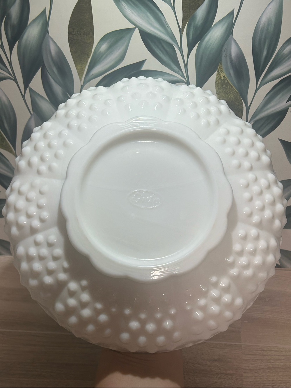 Vintage Fenton Hobnail Milk Glass Chip & Dip Bowl - Picture 6 of 8